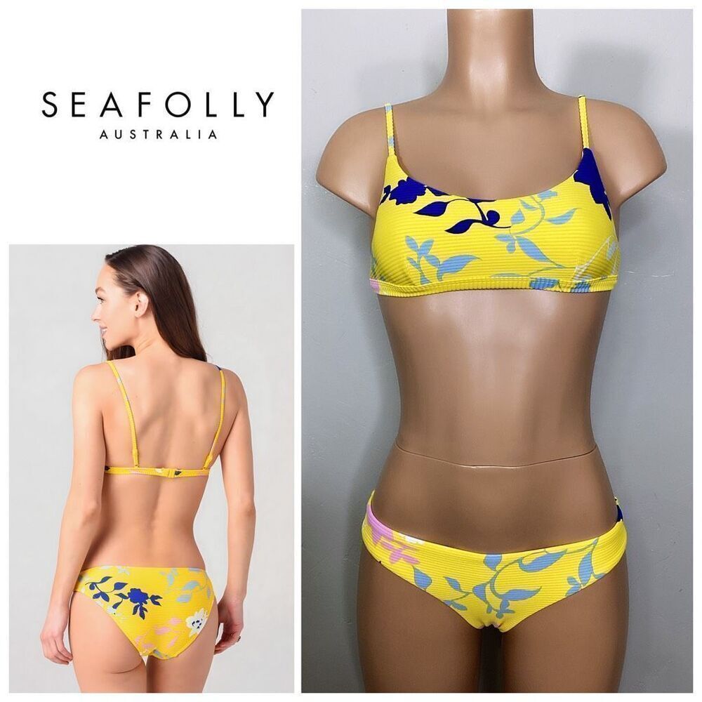 New. Seafolly Florence gold floral bikini. US 4. Retails $169